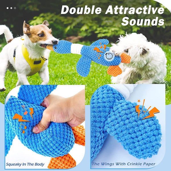 Vitscan Upgraded Goose Indestructible Dog Toys for Aggressive Chewers Small Medium Large Breed, Crinkle Squeaky Plush Dog Puppy Chew Toys for Teething, Duck Puppy Toys5