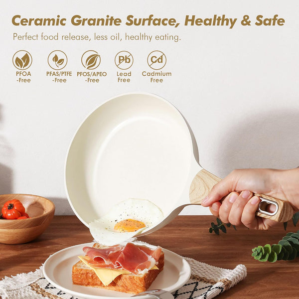 Ceramic Cookware Sets, Pots and Pans Set Non Stick, 14 Piece Induction Cookware, Non Toxic Healthy Non Stick Kitchen Cooking Set, with Frying Pans Set, PFAS PTFE PFOA PFOS Free2