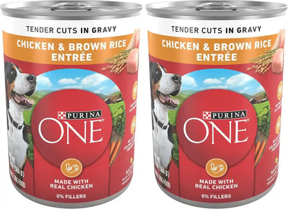 Purina ONE Natural High Protein Dog Food, Tender Cuts in Gravy Chicken and Brown Rice Entrée - 13 Ounce (Pack of 12)13