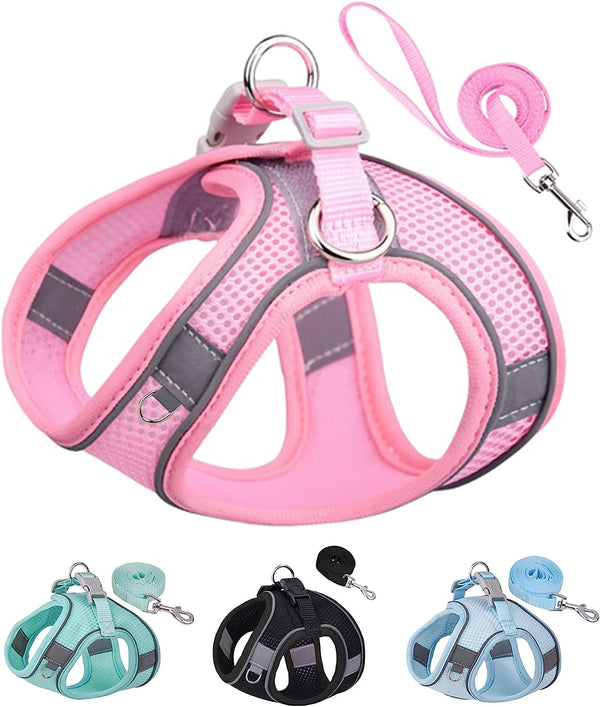 SOLMOONY Dog Harness for Small Medium Large Dogs No Pull, Puppy and Leash Set, Dogs, Step in Harness, Mesh Harness. (Pink, XS)1