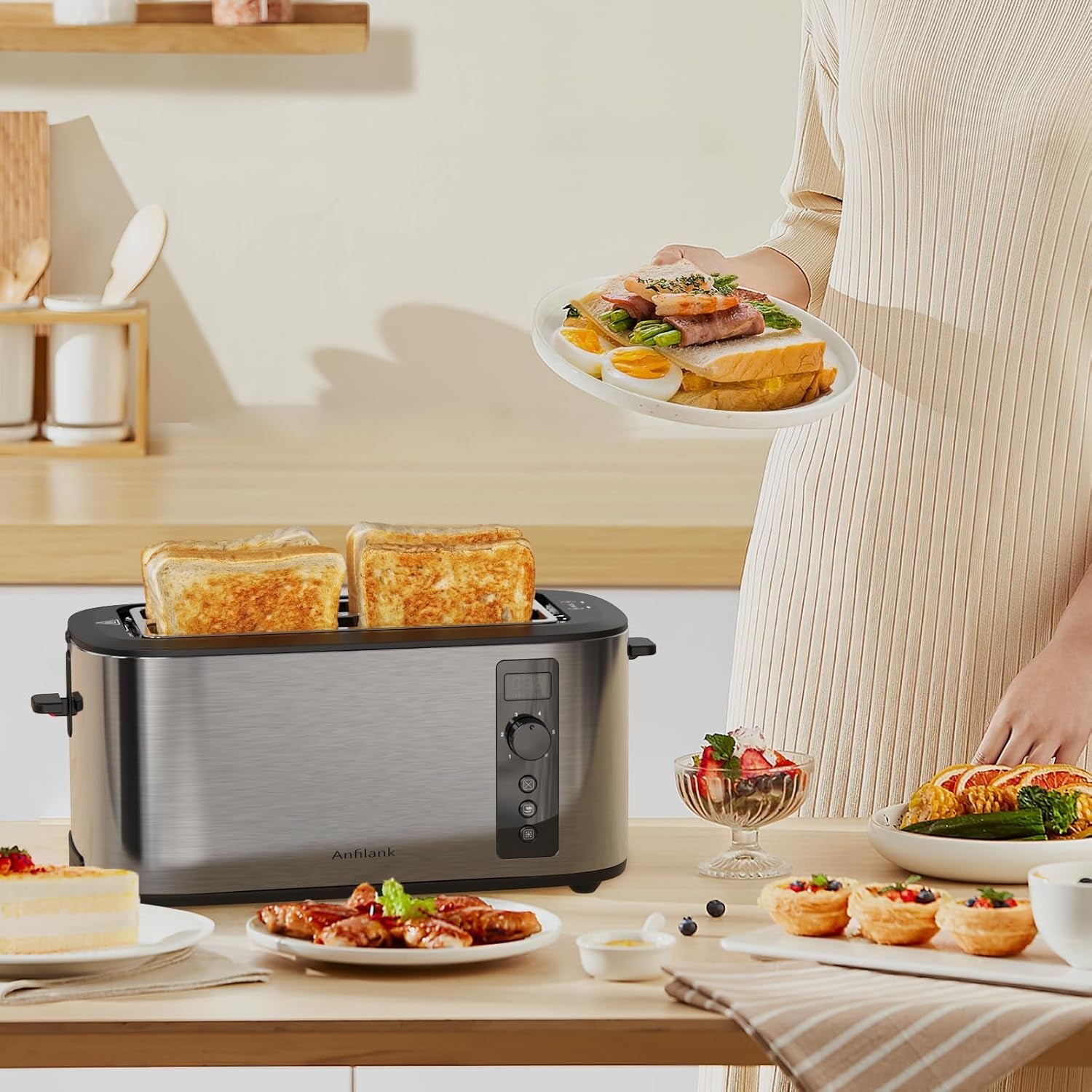 toaster-4-slice-with-countdown-timer-extra-wide-slots-for-bagels-and-waffles-6-browning-settings-removable-crumb-tray-stainless-steel