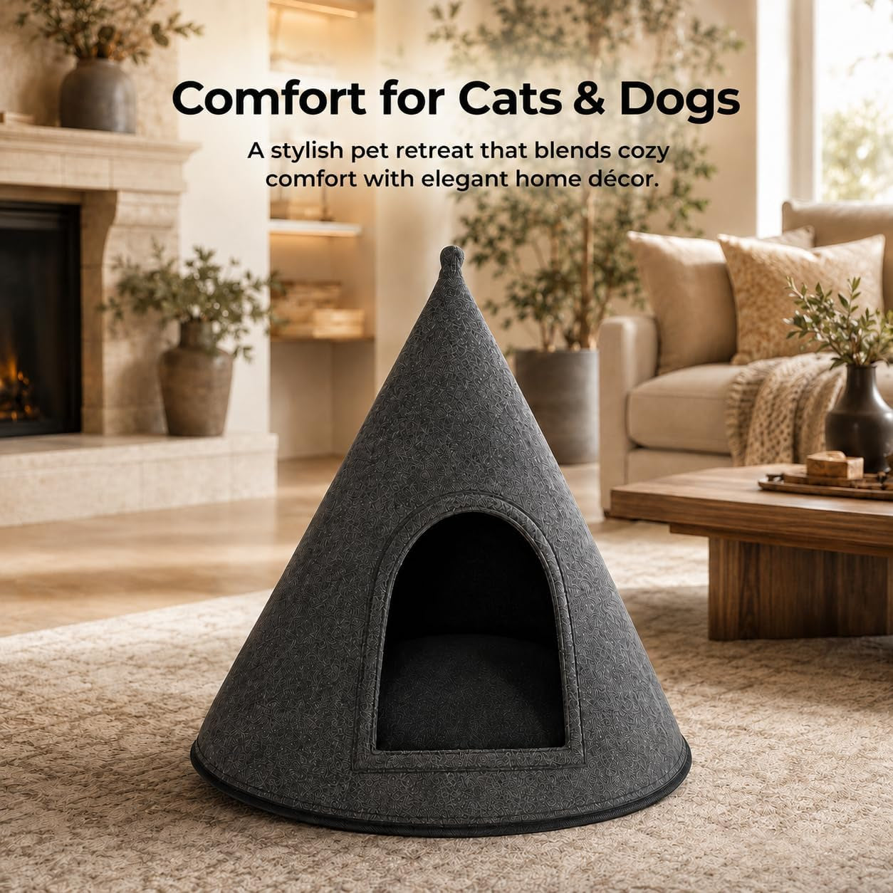 cat-bed-cat-cave-premium-felt-cat-bed-enclosure-for-indoor-cats-and-other-pets-stylish-indoor-pet-house-dark-grey-medium