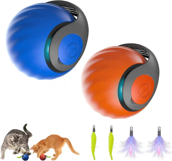 Silent Paws Interactive Cat Toys Ball,2 Packs and 4 Tails | Cat Toys for Indoor Cats - Automatic Cat Toys for Bored Indoor Adult Cats1