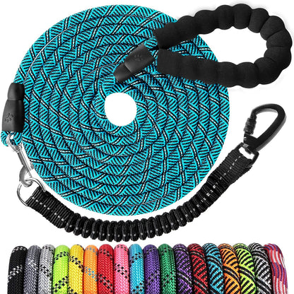 Long Dog Leash 15 FT: Heavy Duty Rope Leashes for Dogs Training with Swivel Lockable Hook Reflective Threads Bungee and Padded Handle - Dog Lead for Large Small Medium Dogs outside Walking Hiking24