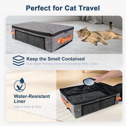 Portable Cat Litter Box Hard Bottom Zippered Tray Pet | Waterproof Portable Cat Box Indoor Outdoor Travel Car Camping Hotel Corner Housebreaking6