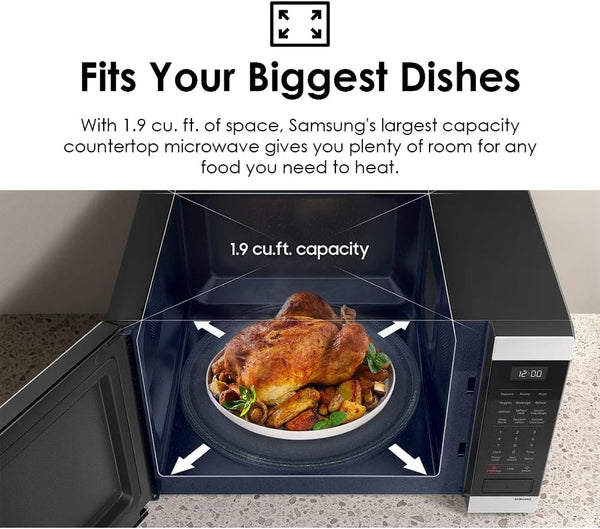 SAMSUNG 1.9 Cu. Ft. Countertop Microwave with Sensor Cooking, Stainless Steel, MS19DG8500SRAA4