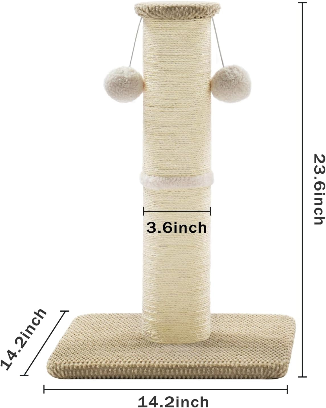 made4pets-tall-cat-scratching-post-23-6-natural-sisal-cat-scratcher-with-hanging-balls-heavy-duty-and-thicker-scratching-post-for-indoor-cats-adults-sturdy-base-cat-scratch-post-beige