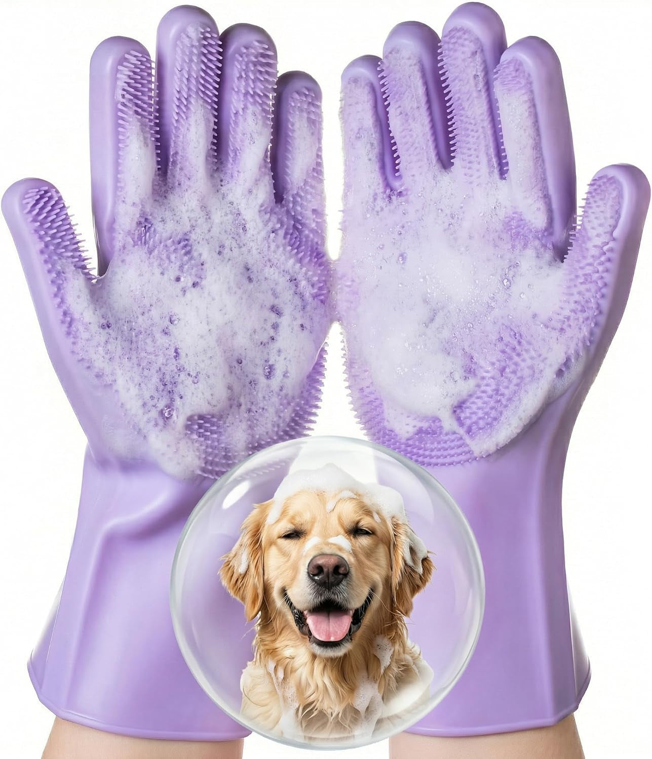 silicone-pet-grooming-gloves-dog-washing-gloves-for-bathing-1-pair-purple-3000-soft-silicone-bristles-5-finger-flexible-gently-massages-removes-fur-non-slip-easy-clean-for-dogs-cats-horses