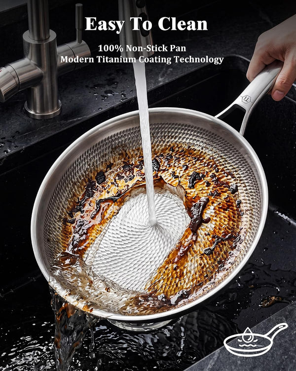 Titanium Pans for Cooking, 8/10/12 Inch Plateful Titanium Pan with Lid, Non-Stick Frying Pans, Pfas/Pfoa/Ptfe-Free, Dishwasher & Oven Safe, Compatible with Gas & Induction Cooktops6