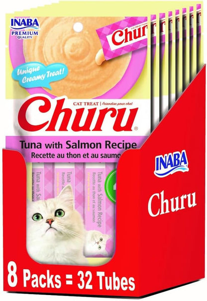 INABA Churu Lickable Purée Natural Cat Treats - Tuna Recipe (4 Servings per Package, 8 Packages) (32 Tubes)9