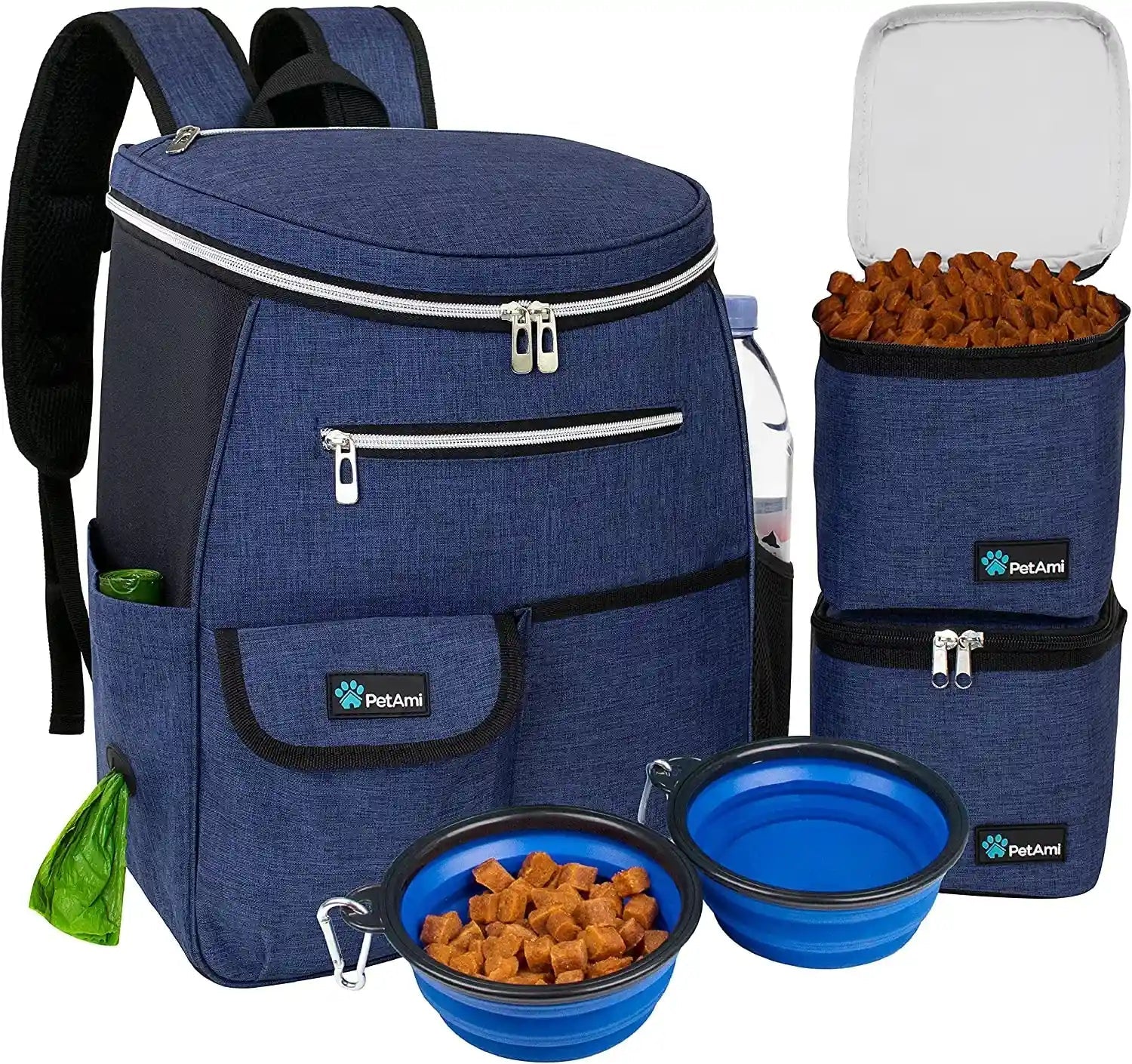 petami-dog-travel-bag-backpack-27l-airline-approved-pet-supplies-organizer-with-2-food-containers-2-collapsible-bowls-poop-bag-dispenser-weekend-road-trip-camping-dog-mom-gift-purple