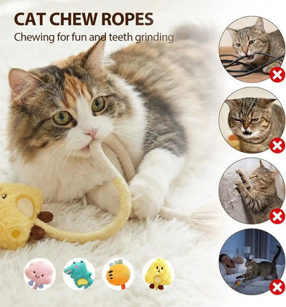 Shudyear 4 Pack Cat Chew Rope Toys, Cotton Cat Rope Toy for Biting and Kicking, Durable Interactive Cat Toy for Indoor Cats Kittens & Adult Cats2