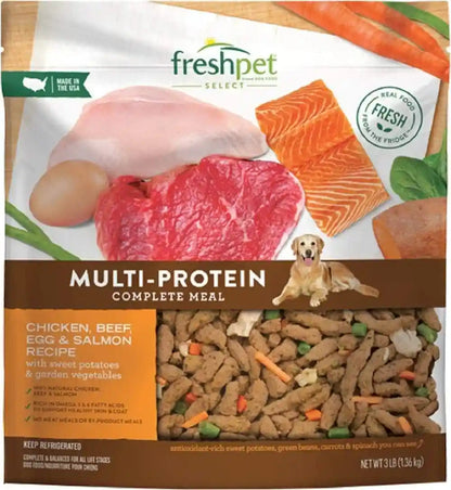 Freshpet Dog Food, Multi-Protein Complete Meal, Chicken, Beef, Egg and Salmon Recipe, 3Lb12