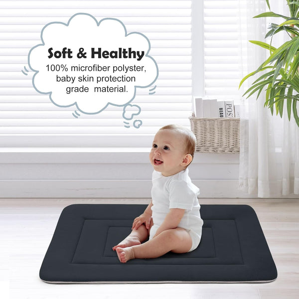 Dog Bed Soft Dog Crate Bed Pad Mat, 42 in Non Slip Bottom Washable Beds for Large Dogs, Pet Bed Mattress Kennel Pad, Dark Blue Gray4