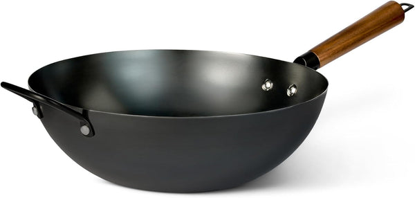 Carbon Steel Pre-Seasoned Wok, All Cooktop Friendly, 12.6 In.1