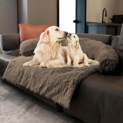 Calming Dogs/Cats Bed Mats, Dog Pad Washable Removable Couch Cover, Plush Long Fur Mat for Pets, Waterproof Lining, Perfect for Small, Medium and Large Dogs and Cats (Gradient Gray, 36"X31")45
