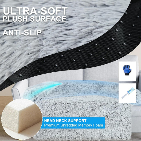 Luxurious Dog Couch Bed Protector for Dogs Pet Couch Cover Dog Sofa Beds(M) | Removable Fluffy Plush Dog Couch Bed Washable, Calming Dog Sofa Beds, Waterproof Couch Protector, Pet Beds Mats for Couch(L)2