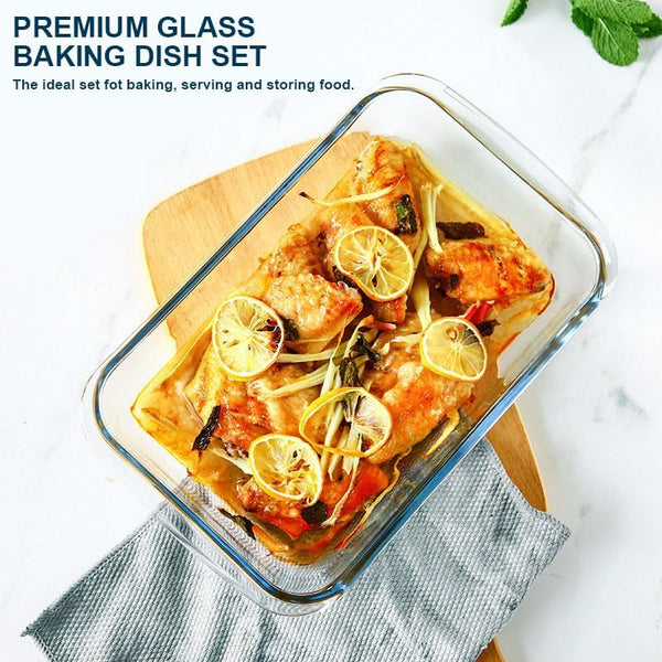 8 Piece Deep Glass Baking Dish with Lids, BPA Free,Gray | Rectangular Glass Bakeware Set, Baking Pans for Lasagna, Casserole Dishes, Microwave, Oven, Freezer, Dishwasher4
