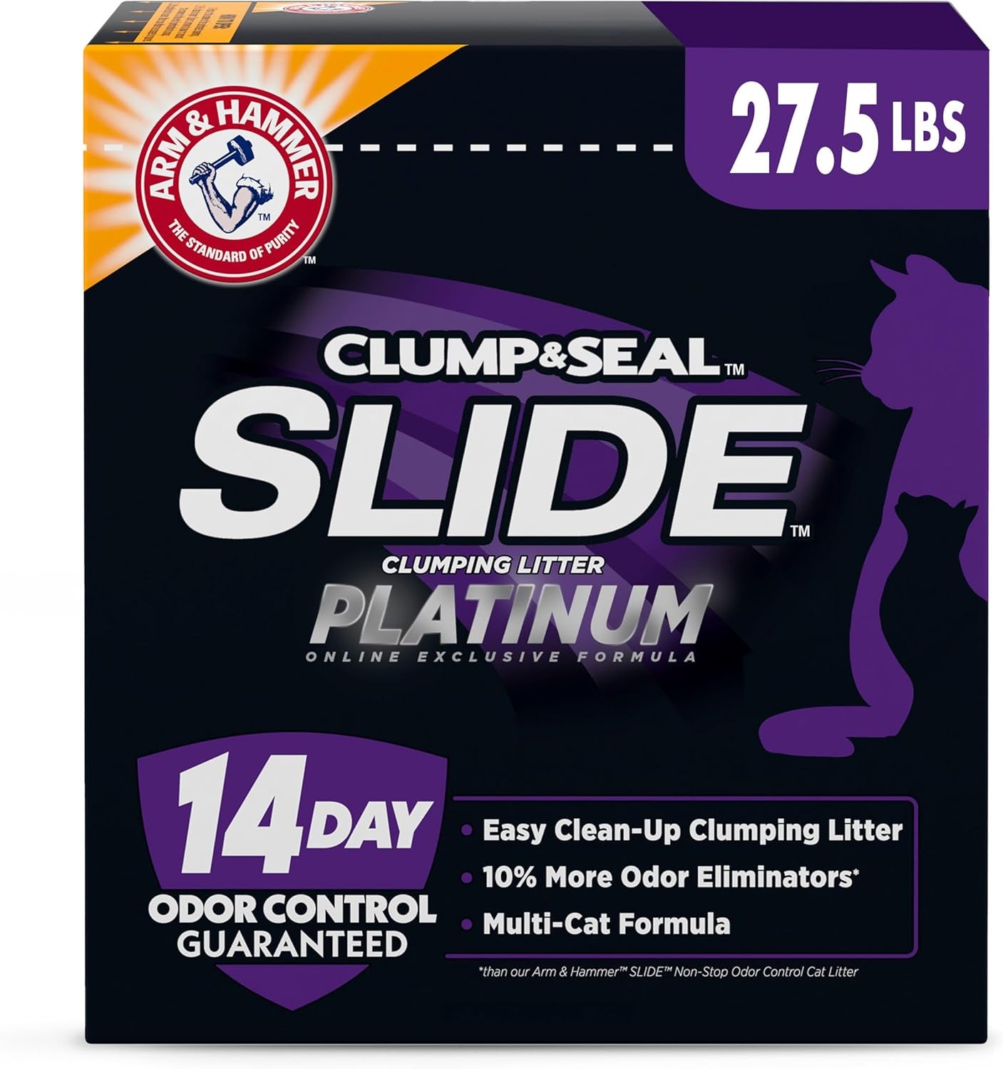 arm-hammer-slide-platinum-easy-clean-up-clumping-cat-litter-27-5-lbs-24-7-odor-control-triple-action-freshness-non-stick-low-tracking-multi-cat-formula-scented