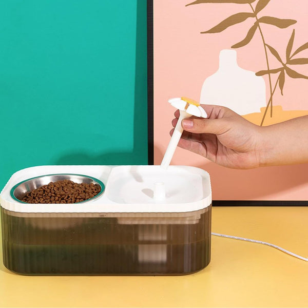 2 in 1 Cat Fountain and Food Bowl, Automatic Pet Water Dispenser, Cat Feeding and Watering Supplies (Filters)5