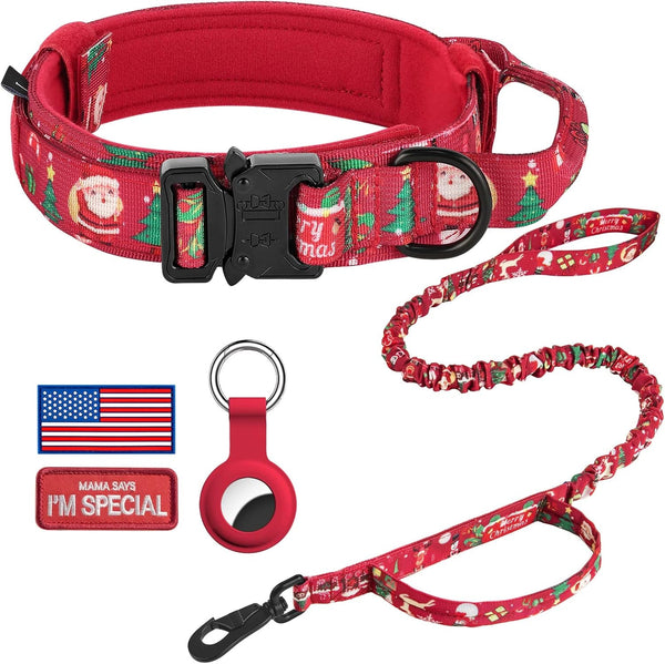 DAGANXI Tactical Dog Collar, Adjustable Military Training Nylon Dog Collar with Control Handle and Heavy Metal Buckle for Medium and Large Dogs, with Patches and Airtags Case (L, Black)20