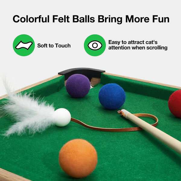 VETRESKA 4 in 1 Cat Toys Mini Pool Table, Gift for Cats, Feather Wand Toy Cat Billiard Ball Puzzle Toy, Pool Table with Scratching Post, Cat Interactive Exercise Play Rest Beds & Furniture | Cats Toys Gift, Feather Wand Toy Cat Billiard Ball Puzzle Toy, Pool Table W/ Scratching Post Activity Fun Furniture5