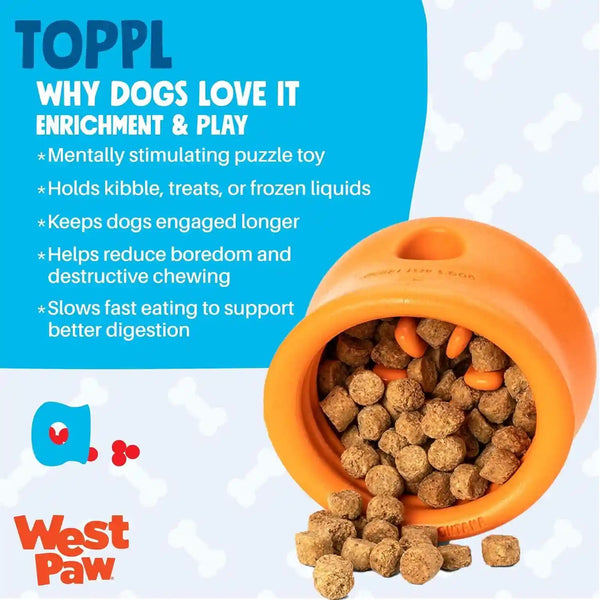 WEST PAW Zogoflex Toppl Interactive Treat Dispensing Puzzle Dog Toy for Mental Stimulation & Enrichment-Holds Kibble & Treats-Lickable, Freezable & Dishwasher Safe-Made in Usa-Large-Aqua Blue2