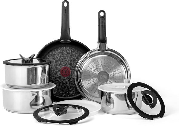 Ingenio Expertise Stainless Steel Pots and Pans Set, 13-Piece | Nonstick Coating, Oven Safe up to 500°F, Stackable Design Saves Space, Dishwasher Safe, Ideal for RV and Camping1
