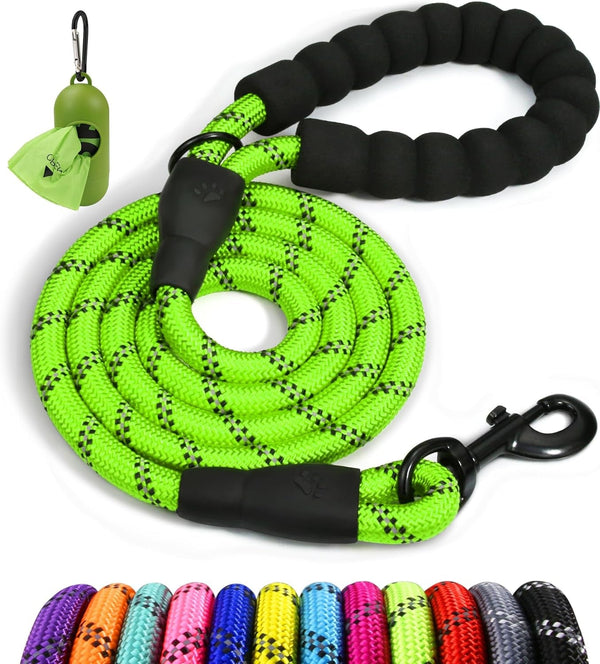 Taglory Rope Dog Leash for Medium Large Dogs, 6 FT Padded Handle, Black | Climbing Rope for Strong Pullers, Reflective for Night Walks and Training, Comfortable Grip, Anti-Tangle Swivel Clip 1/2 Inch15