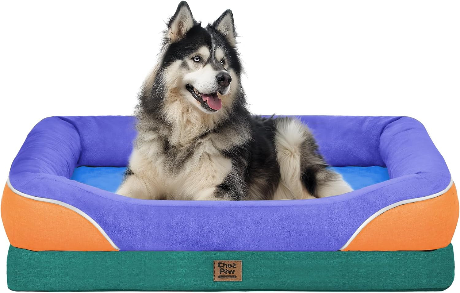 chez-paw-waterproof-orthopedic-xl-dog-bed-for-large-and-extra-large-dogs-egg-crate-foam-4-sided-bolster-support-waterproof-liner-non-slip-bottom-machine-washable-cover-42-x-30-inch