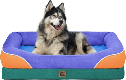 Chez Paw Waterproof Orthopedic XL Dog Bed for Large and Extra Large Dogs | Egg Crate Foam, 4-Sided Bolster Support, Waterproof Liner, Non-Slip Bottom, Machine Washable Cover, 42 X 30 Inch52