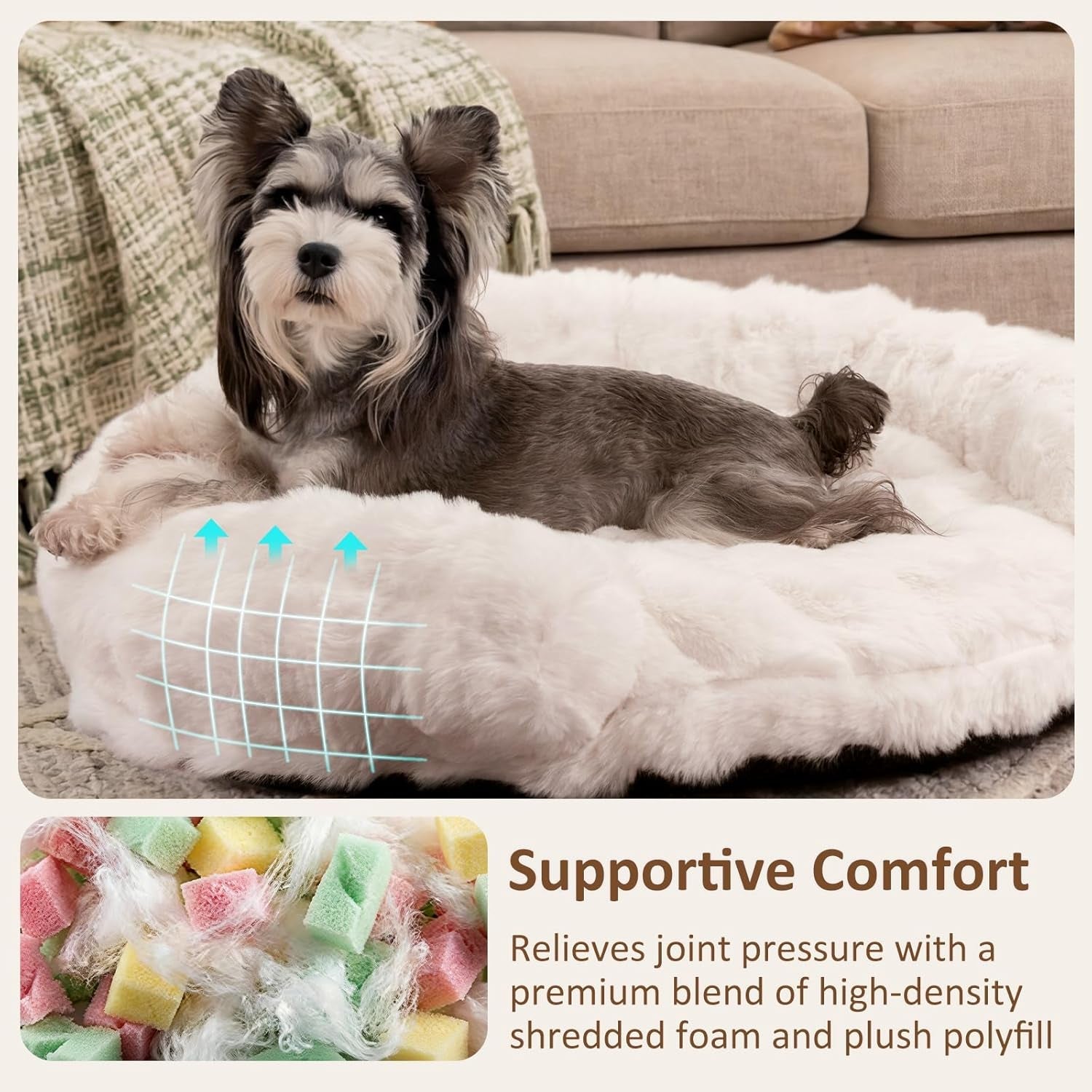 dog-bed-couch-sofa-for-small-medium-dogs-cats-30x30x9-round-white-round-plush-orthopedic-washable-removable-cover-anxiety-relief
