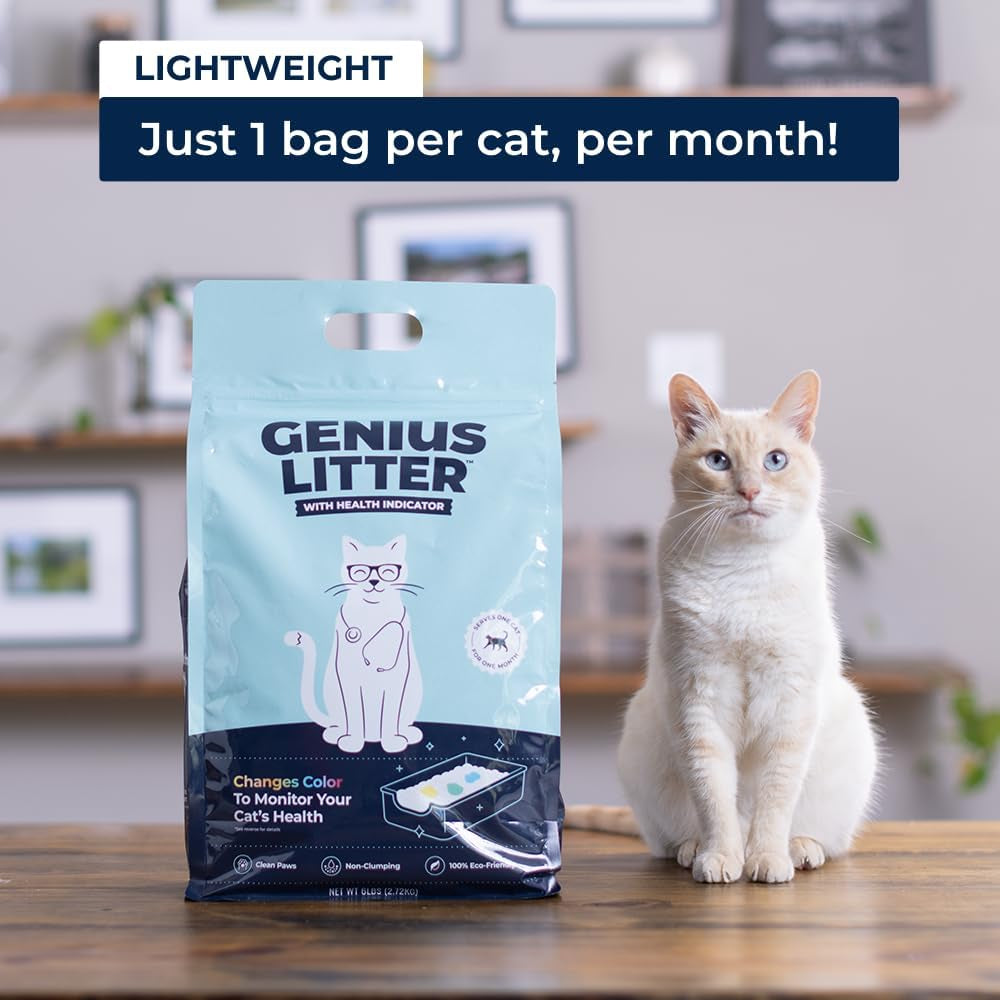 genius-litter-health-monitoring-cat-litter-featured-on-shark-tank-lightweight-crystal-silica-gel-non-clumping-dust-free-low-tracking-odor-control-for-indoor-cats-and-kittens-6-lb-bag