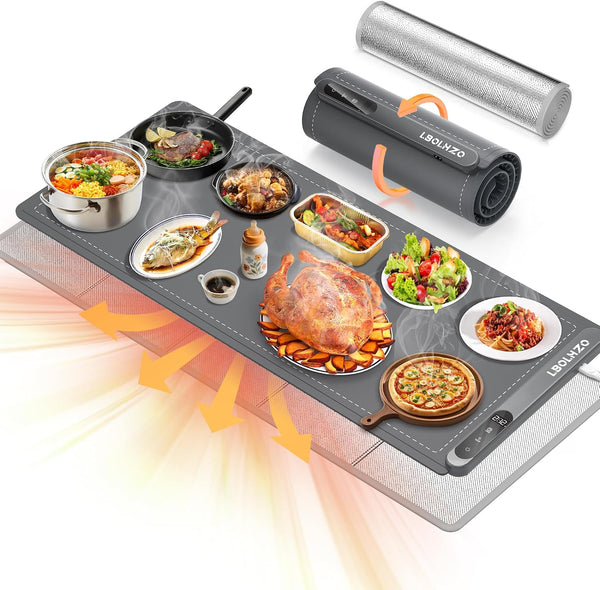 Warming Mat for Food Extra Large 36"X16" 580W Food Warming Mat Buffet Servers and Warmers,Chafing Dishes for Buffet 6 Temp 6 Hour,Roll up Food Warmers for Parties Buffet Catering Gatherings1