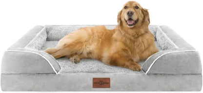 Comfort Expression Orthopedic Dog Bed for Extra Large Dogs with Bolster | Waterproof Dog Couch Bed with Washable Cover & Non-Slip Bottom, Supportive Egg Crate Foam XL Pet Bed, 42X30 Inch101