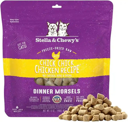 Stella & Chewy'S Freeze-Dried Raw Cat Dinner Morsels - Premium Chicken Recipe with 98% Cage-Free Meat & Organs - Natural Grain-Free Cat & Kitten Food - Made in USA - 18 Oz20