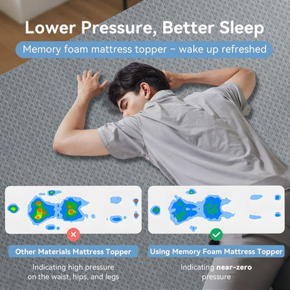 Mattress Topper Twin XL - 3 Inch Gel Infused Memory Foam XL Twin Mattress Toppers with Washable Cover,Bed Toppers for College Dorm,Gray8