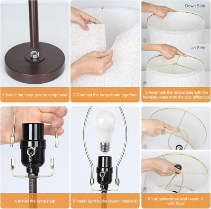 Table Lamps Set of 2, 22" to 30"Adjustable Height Bedside Lamps for Living Room 3 Color Temperatures Tall Nightstand Lamps Modern Brown Table Lamp for Bedroom Office End Table (Bulbs Included)6