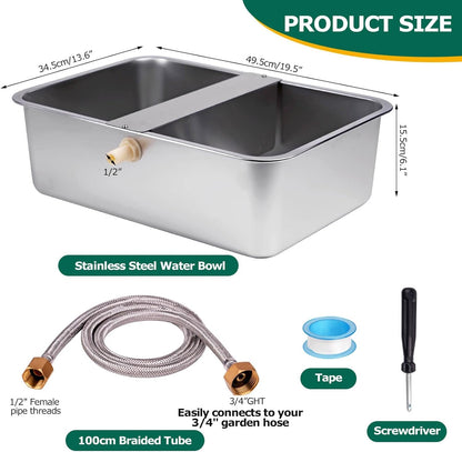 6 Gal Automatic Dog Water Bowl Dispenser Stainless Steel Dog Waterer for Large Breed Dogs, Outdoor Extra Large Bowl for Cats Pets Livestock Chicken6