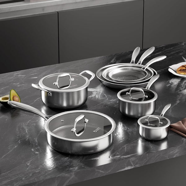 11 Pcs Pots and Pans Set，Hybrid Stainless Steel Cookware Set | Non Stick, Non Toxic, PFOA Free, Oven Safe, Dishwasher Safe, Induction Compatible8