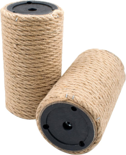2 Pack Cat Scratching Posts Jute Rope Replacement Scratcher Refill Post for Cats Cube Tower Kittens Scratch Pole Perch Interactive Toys Carpeted Furniture Accessories Deterrent Tree 4.92'' (M8 Screws)1