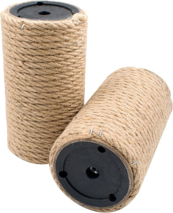 2 Pack Cat Scratching Posts Jute Rope Replacement Scratcher Refill Post for Cats Cube Tower Kittens Scratch Pole Perch Interactive Toys Carpeted Furniture Accessories Deterrent Tree 4.92'' (M8 Screws)1
