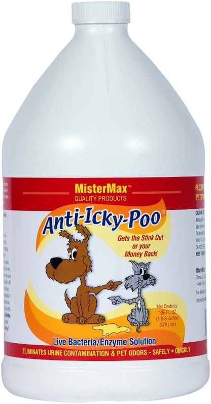 Mister Max anti Icky Poo Pet Urine Enzyme Cleaner, Original Scent, 1 Gallon | Feces Odor Remover, Enzymatic Cleaner for Dog & Cat Urine, Pet Odor Remover Spray1