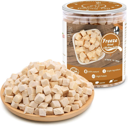 Dancing Tail Freeze Dried Raw Cat and Dog Treats, Healthy Limited Ingredient Chicken Cube Weight Control Traing Treats for Small Dogs Cats (Chicken)10