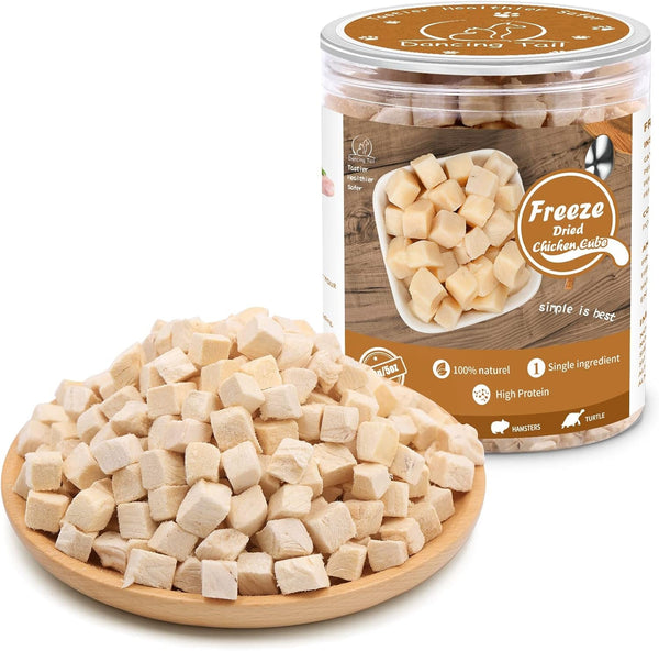 Dancing Tail Freeze Dried Raw Cat and Dog Treats, Healthy Limited Ingredient Chicken Cube Weight Control Traing Treats for Small Dogs Cats (Chicken)10