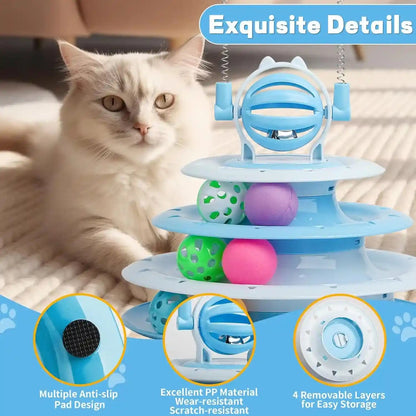 Goosheep Cat Toy Interactive Pet Plaything for Indoor Kitten Interactive Kitty Puzzle Ball with 2 Cat-Tease (Blue)2