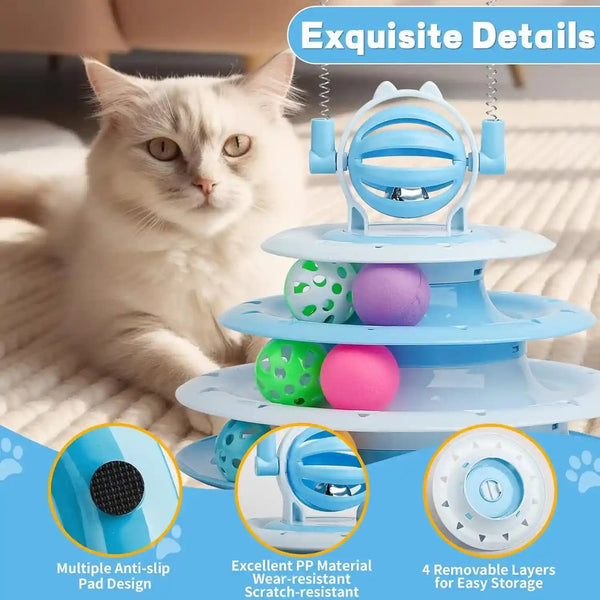 Goosheep Cat Toy Interactive Pet Plaything for Indoor Kitten Interactive Kitty Puzzle Ball with 2 Cat-Tease (Blue)2