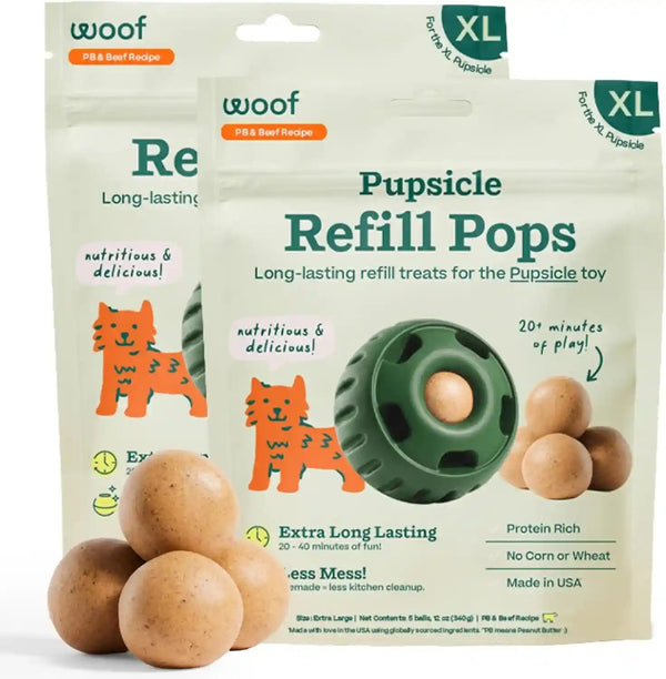 WOOF Pupsicle Peanut Butter & Beef Refill Pops Dog Treats, Large, 7 Count | for Large Pupsicles, Peanut Butter & Beef Flavor, Long-Lasting Treats, Pre-Made Pops, Wholesome Ingredients, Shelf Stable11