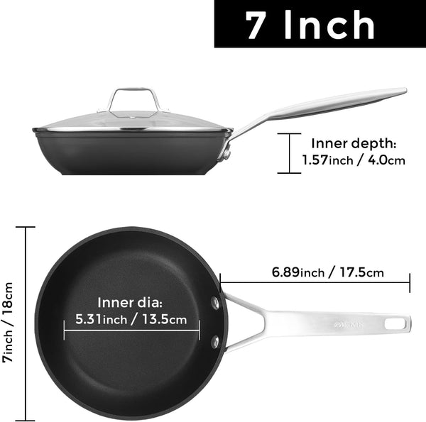 7 Inch Small Nonstick Frying Pan with Lid, Egg Omelet Skillet | Non Toxic, Even Heating, Easy Clean, Dishwasher & Oven Safe, Suitable for Gas & Electric & Induction Stoves, PFOA & PFAS Free6