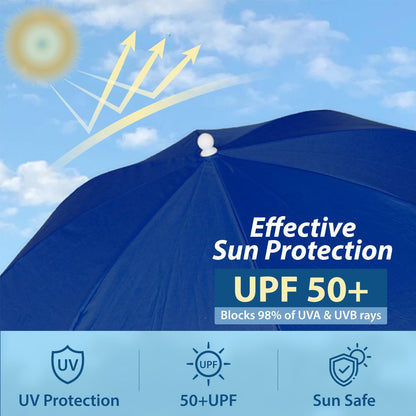 Chair Umbrella with Universal Clamp Adjustable 47 Inches and 360° Swivel & UPF 50+ Protection Portable Sun Umbrella, Secure Clip on Camping/Beach Chairs, Stroller, Wheelchair, Golf Cart, Lounger, Blue, 2 PACK5